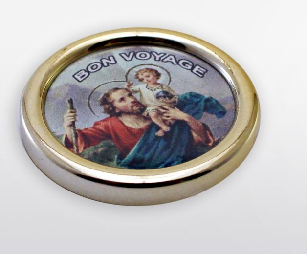 Médaille de Saint-Christophe pour visière de voiture avec clip ange gardien  pour voiture, accessoire pour bénédiction au volant, cadeau religieux pour