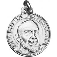 Médaille Saint Padre Pio argent 18mm